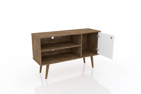 Liberty 42.52 TV Stand in Rustic Brown and White by Manhattan Comfort at Eve Furniture