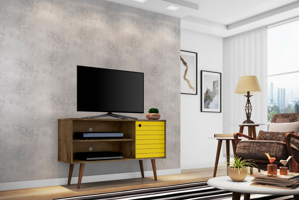 Liberty 42.52 TV Stand in Rustic Brown and Yellow by Manhattan Comfort at Eve Furniture