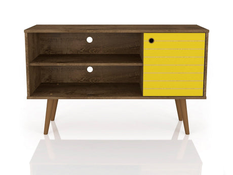 Liberty 42.52 TV Stand in Rustic Brown and Yellow by Manhattan Comfort at Eve Furniture