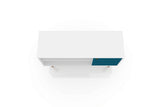 Liberty 42.52 TV Stand in White and Aqua Blue by Manhattan Comfort at Eve Furniture