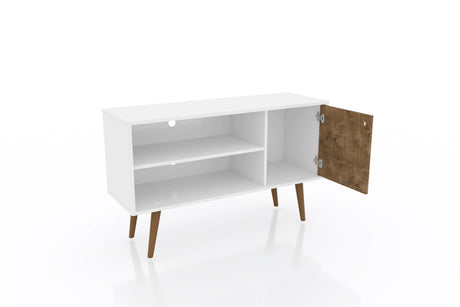 Liberty 42.52 TV Stand in White and Rustic Brown by Manhattan Comfort at Eve Furniture