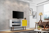Liberty 42.52 TV Stand in White and Yellow by Manhattan Comfort at Eve Furniture