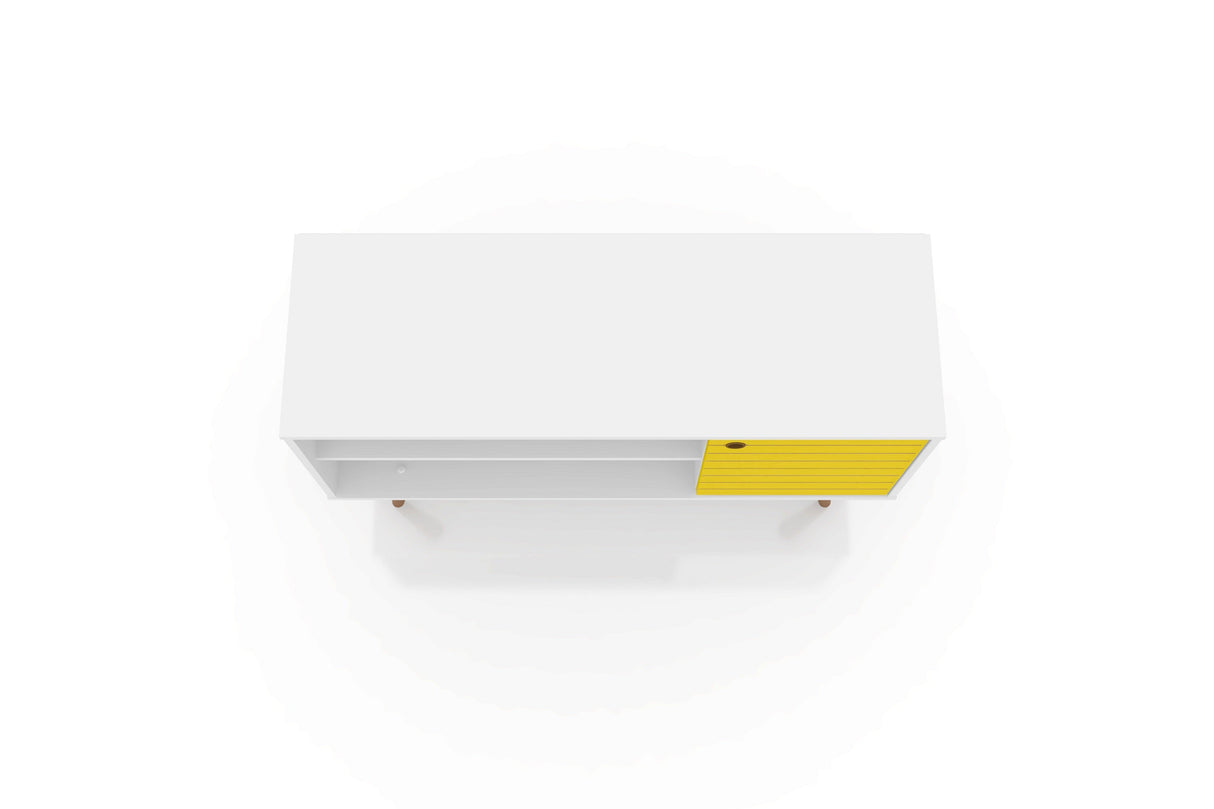 Liberty 42.52 TV Stand in White and Yellow by Manhattan Comfort at Eve Furniture