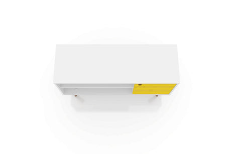 Liberty 42.52 TV Stand in White and Yellow by Manhattan Comfort at Eve Furniture