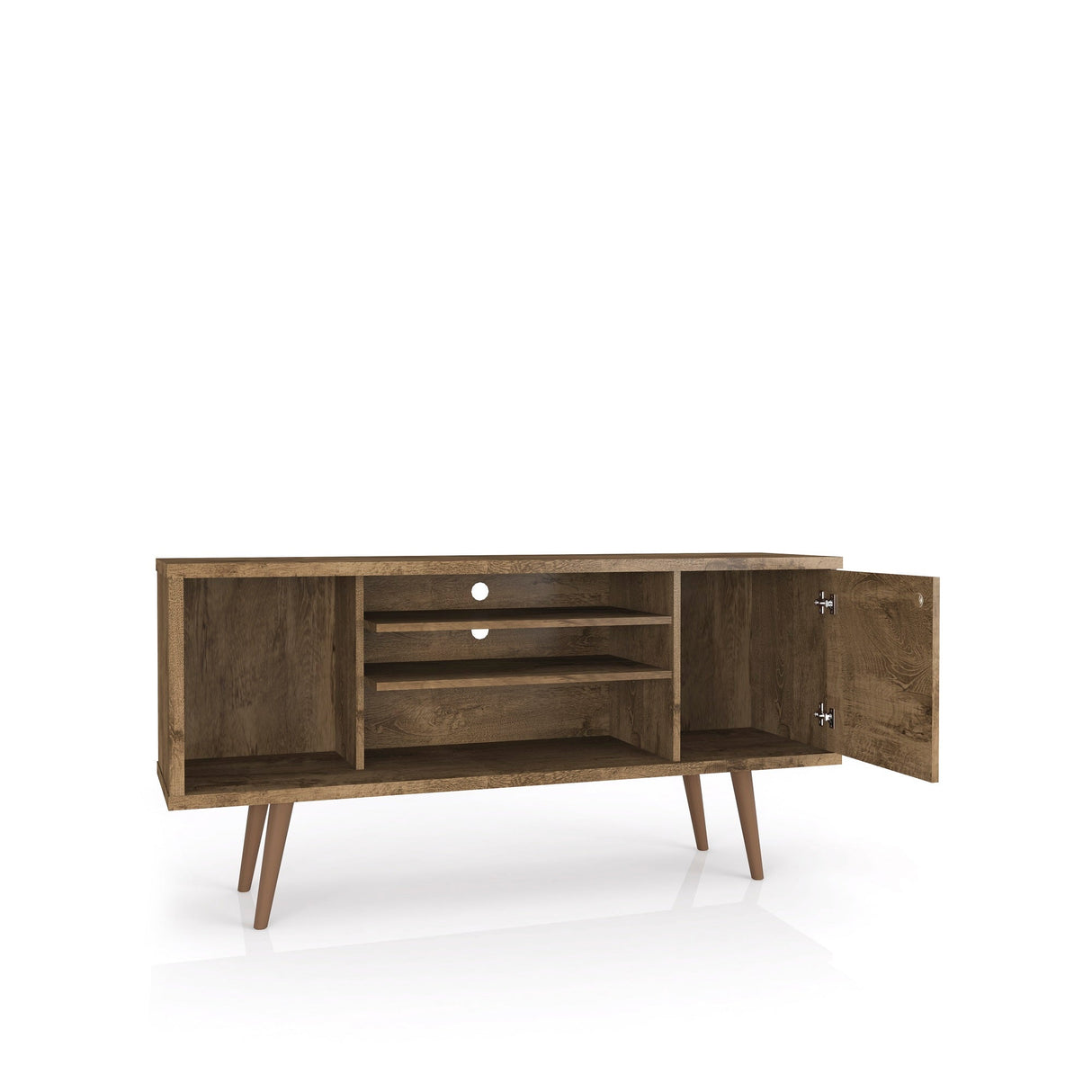 Liberty 53.14" Mid-Century Modern TV Stand in Rustic Brown and 3D Brown Prints by Manhattan Comfort at Eve Furniture
