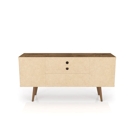 Liberty 53.14" Mid-Century Modern TV Stand in Rustic Brown and 3D Brown Prints by Manhattan Comfort at Eve Furniture