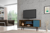 Liberty 53.14" Mid-Century Modern TV Stand in Rustic Brown and Aqua Blue by Manhattan Comfort at Eve Furniture