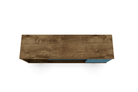 Liberty 53.14" Mid-Century Modern TV Stand in Rustic Brown and Aqua Blue by Manhattan Comfort at Eve Furniture