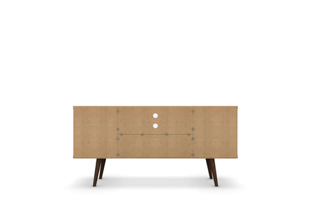 Liberty 53.14" Mid-Century Modern TV Stand in Rustic Brown and White by Manhattan Comfort at Eve Furniture