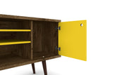 Liberty 53.14" Mid-Century Modern TV Stand in Rustic Brown and Yellow by Manhattan Comfort at Eve Furniture