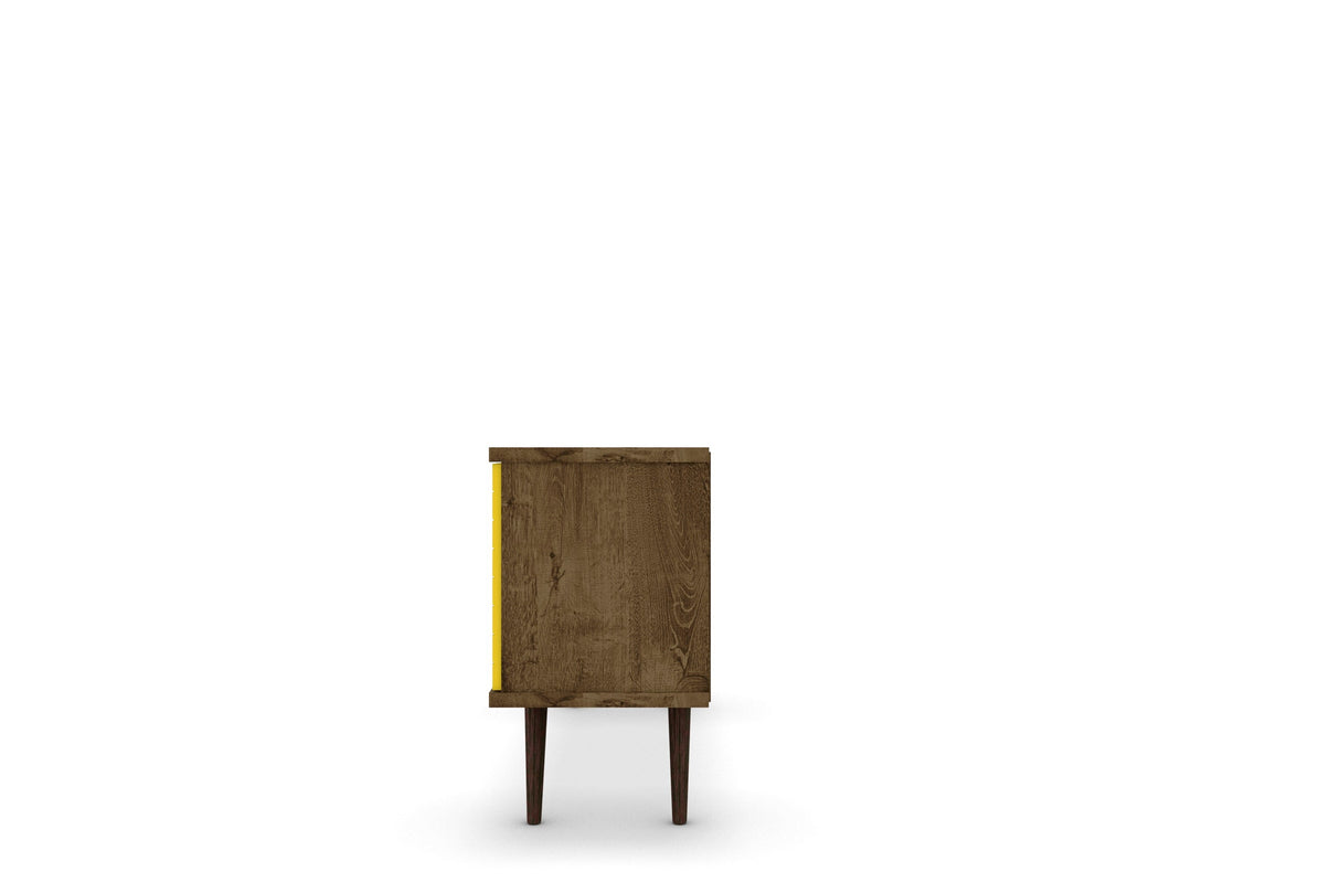 Liberty 53.14" Mid-Century Modern TV Stand in Rustic Brown and Yellow by Manhattan Comfort at Eve Furniture