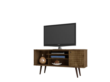Liberty 53.14" Mid-Century Modern TV Stand in Rustic Brown by Manhattan Comfort at Eve Furniture