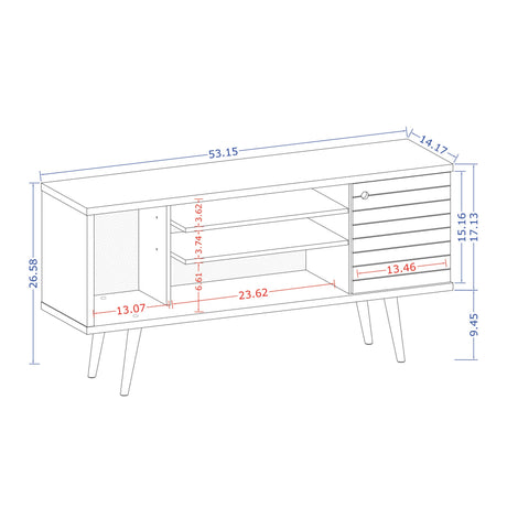 Liberty 53.14" Mid-Century Modern TV Stand in White and 3D Brown Prints by Manhattan Comfort at Eve Furniture