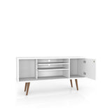 Liberty 53.14" Mid-Century Modern TV Stand in White and 3D Brown Prints by Manhattan Comfort at Eve Furniture