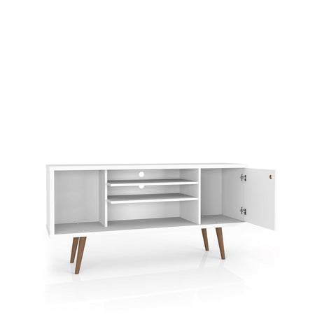 Liberty 53.14" Mid-Century Modern TV Stand in White and 3D Brown Prints by Manhattan Comfort at Eve Furniture