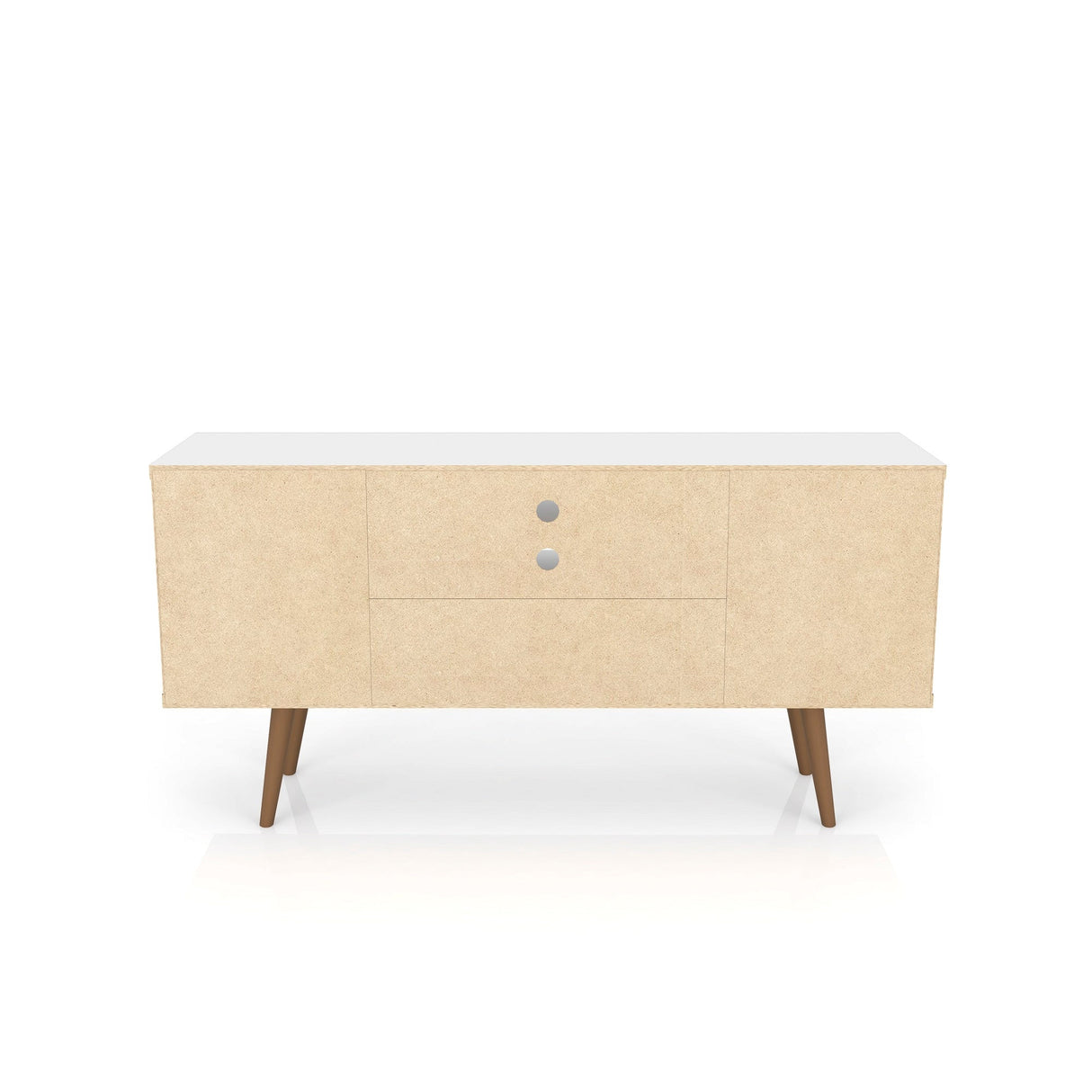 Liberty 53.14" Mid-Century Modern TV Stand in White and 3D Brown Prints by Manhattan Comfort at Eve Furniture