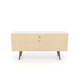 Liberty 53.14" Mid-Century Modern TV Stand in White and 3D Brown Prints by Manhattan Comfort at Eve Furniture