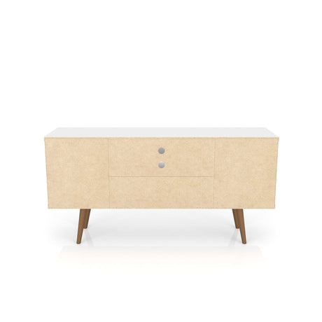 Liberty 53.14" Mid-Century Modern TV Stand in White and 3D Brown Prints by Manhattan Comfort at Eve Furniture