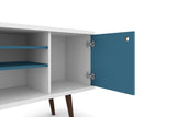 Liberty 53.14" Mid-Century Modern TV Stand in White and Aqua Blue by Manhattan Comfort at Eve Furniture