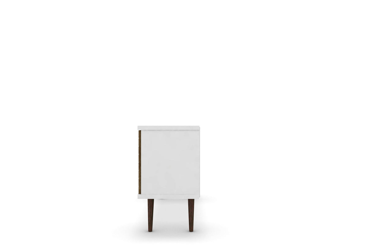 Liberty 53.14" Mid-Century Modern TV Stand in White and Rustic Brown by Manhattan Comfort at Eve Furniture