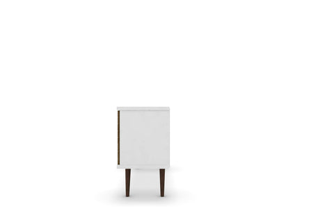 Liberty 53.14" Mid-Century Modern TV Stand in White and Rustic Brown by Manhattan Comfort at Eve Furniture