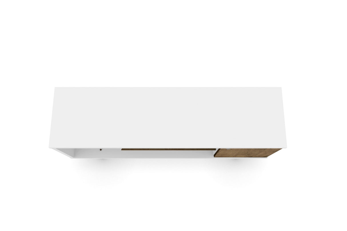 Liberty 53.14" Mid-Century Modern TV Stand in White and Rustic Brown by Manhattan Comfort at Eve Furniture
