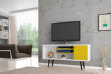 Liberty 53.14" Mid-Century Modern TV Stand in White and Yellow by Manhattan Comfort at Eve Furniture