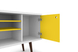 Liberty 53.14" Mid-Century Modern TV Stand in White and Yellow by Manhattan Comfort at Eve Furniture