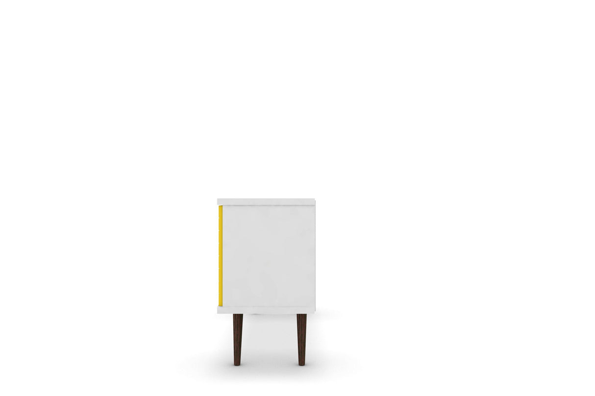 Liberty 53.14" Mid-Century Modern TV Stand in White and Yellow by Manhattan Comfort at Eve Furniture