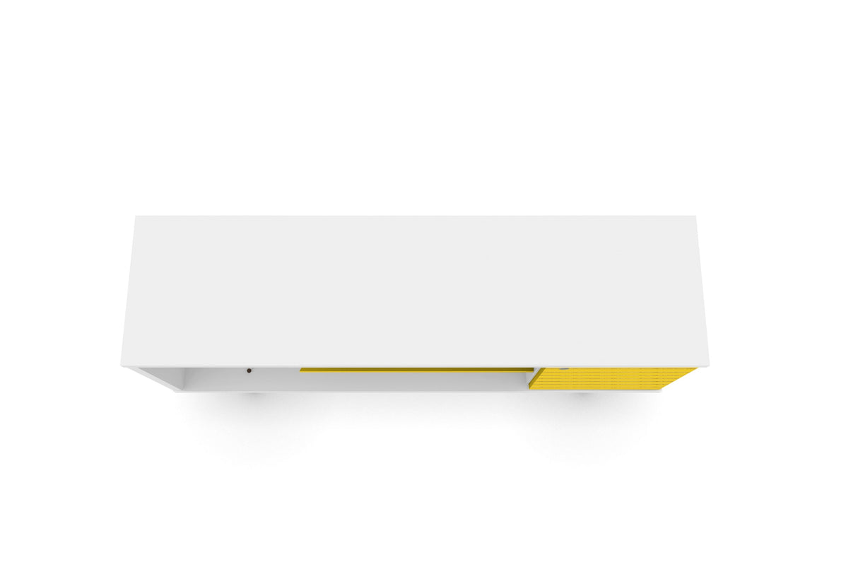 Liberty 53.14" Mid-Century Modern TV Stand in White and Yellow by Manhattan Comfort at Eve Furniture