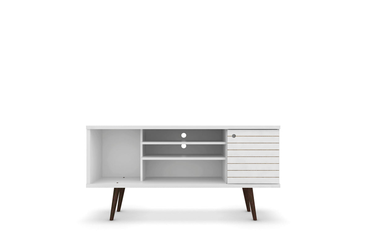 Liberty 53.14" Mid-Century Modern TV Stand in White by Manhattan Comfort at Eve Furniture