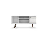 Liberty 53.14" Mid-Century Modern TV Stand in White by Manhattan Comfort at Eve Furniture