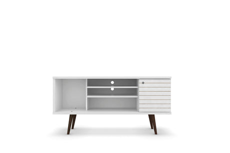 Liberty 53.14" Mid-Century Modern TV Stand in White by Manhattan Comfort at Eve Furniture