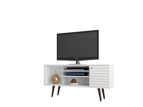 Liberty 53.14" Mid-Century Modern TV Stand in White by Manhattan Comfort at Eve Furniture