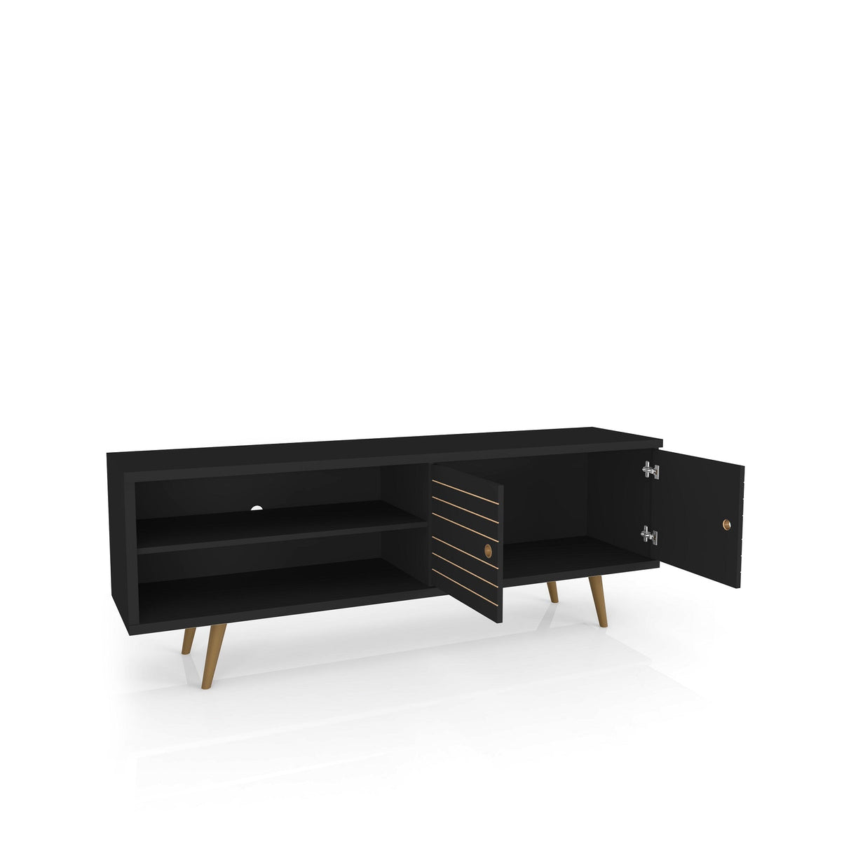 Liberty 62.99" Mid-Century Modern TV Stand in Black by Manhattan Comfort at Eve Furniture