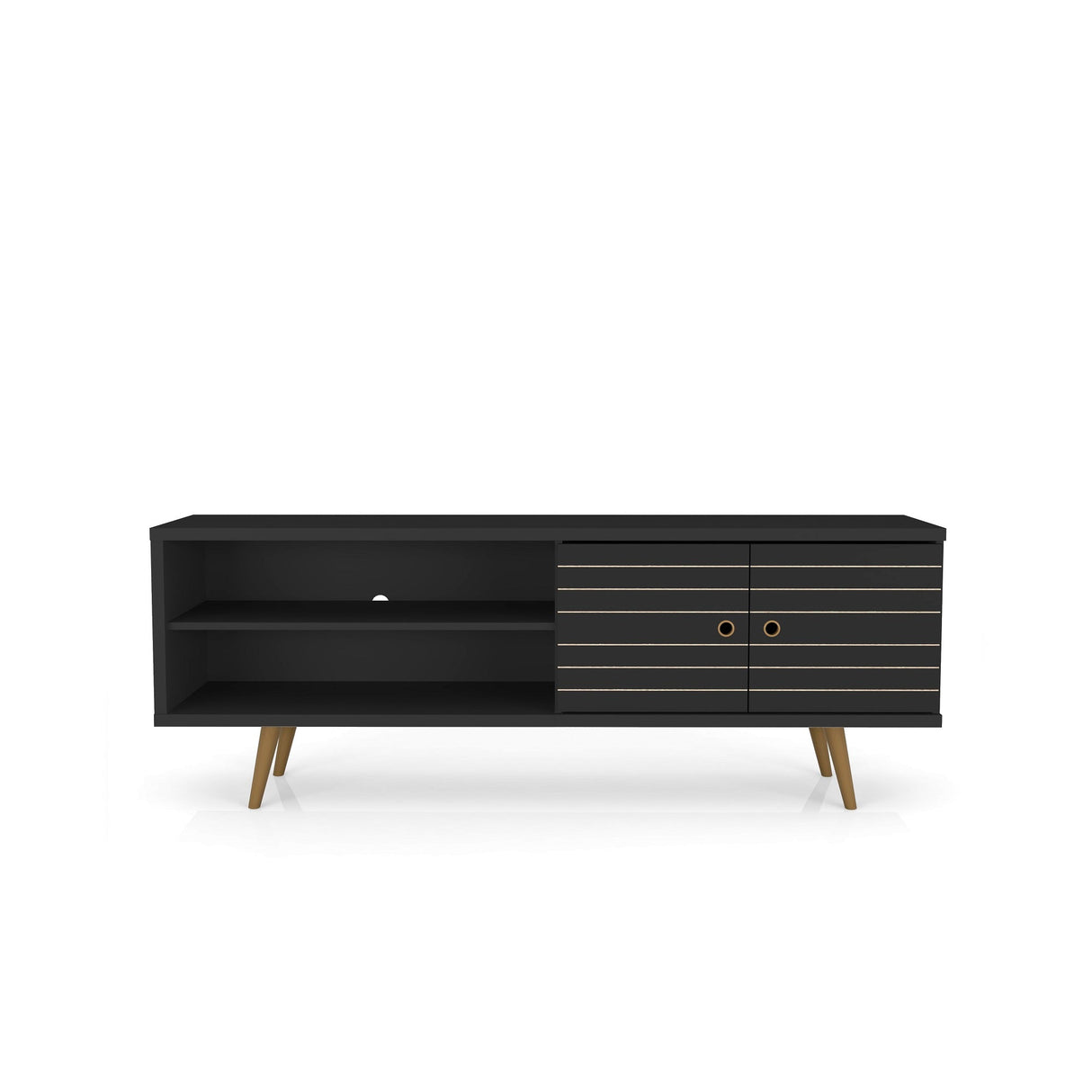 Liberty 62.99" Mid-Century Modern TV Stand in Black by Manhattan Comfort at Eve Furniture