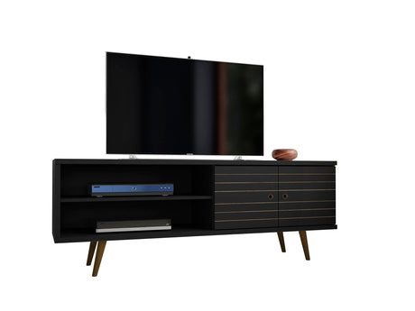 Liberty 62.99" Mid-Century Modern TV Stand in Black by Manhattan Comfort at Eve Furniture