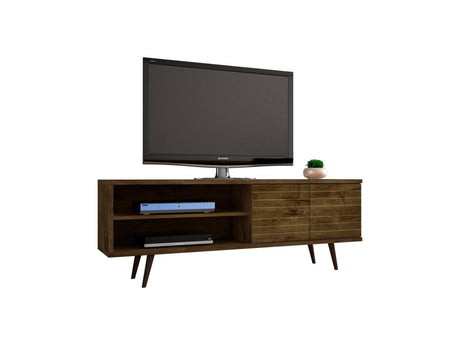 Liberty 62.99" Mid-Century Modern TV Stand in Rustic Brown by Manhattan Comfort at Eve Furniture