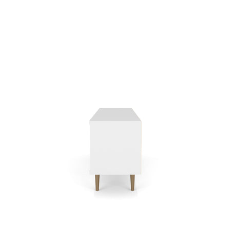 Liberty 62.99" Mid-Century Modern TV Stand in White and 3D Brown Prints by Manhattan Comfort at Eve Furniture