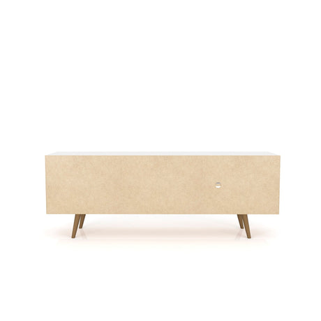 Liberty 62.99" Mid-Century Modern TV Stand in White and 3D Brown Prints by Manhattan Comfort at Eve Furniture
