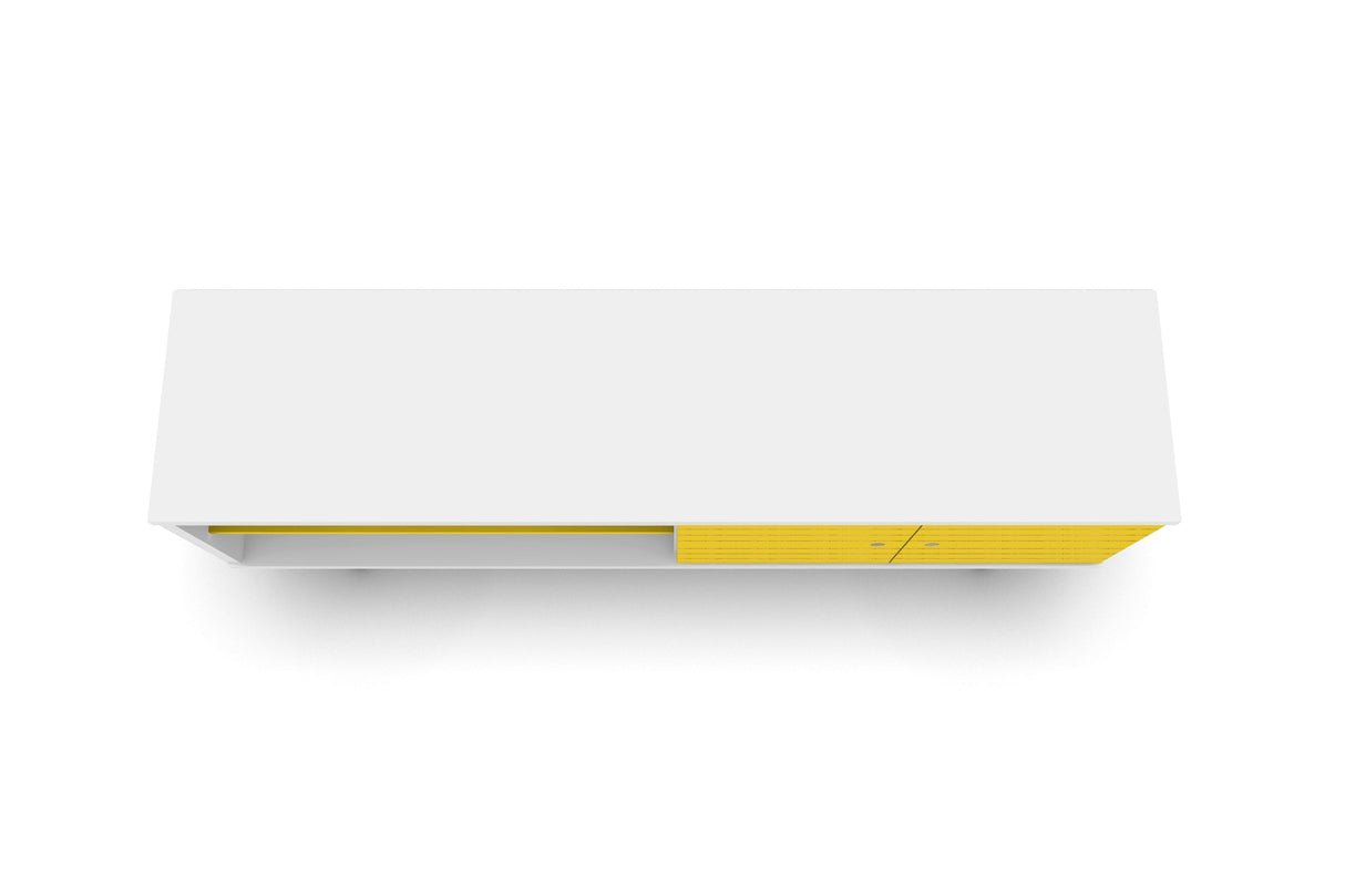 Liberty 62.99" Mid-Century Modern TV Stand in White and Yellow by Manhattan Comfort at Eve Furniture