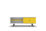 Liberty 62.99" Mid-Century Modern TV Stand in White and Yellow by Manhattan Comfort at Eve Furniture