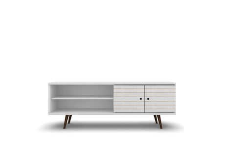 Liberty 62.99" Mid-Century Modern TV Stand in White by Manhattan Comfort at Eve Furniture