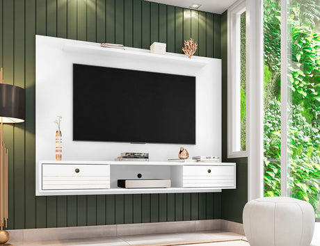 Liberty 70.86 Floating Entertainment Center in White by Manhattan Comfort at Eve Furniture