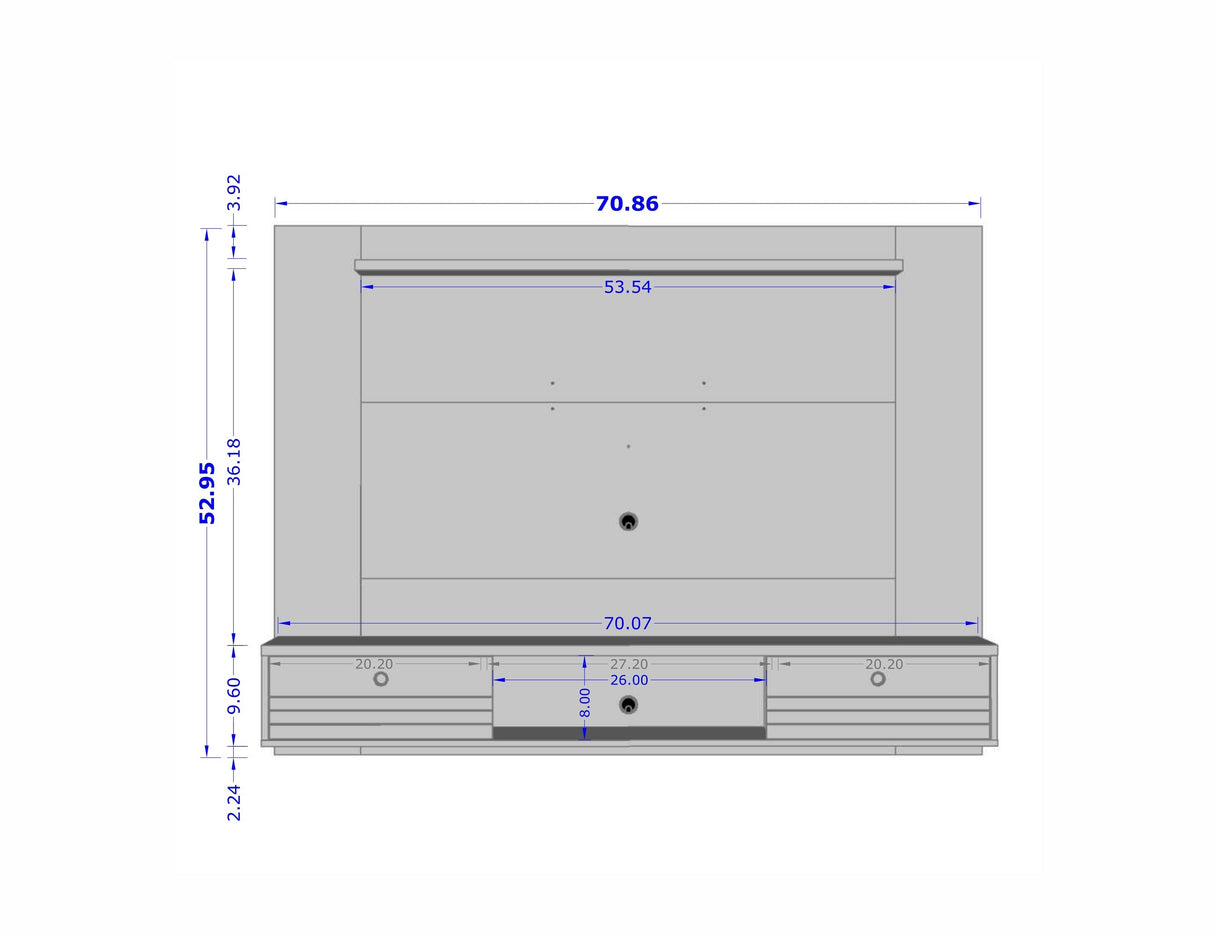 Liberty 70.86 Floating Entertainment Center in White by Manhattan Comfort at Eve Furniture