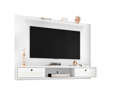 Liberty 70.86 Floating Entertainment Center in White by Manhattan Comfort at Eve Furniture