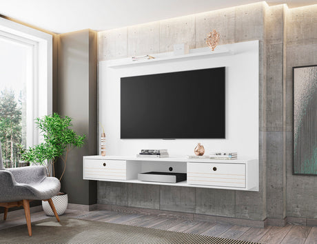 Liberty 70.86 Floating Entertainment Center in White by Manhattan Comfort at Eve Furniture