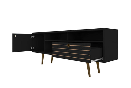 Liberty 70.86" Mid-Century Modern TV Stand in Black by Manhattan Comfort at Eve Furniture