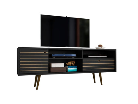 Liberty 70.86" Mid-Century Modern TV Stand in Black by Manhattan Comfort at Eve Furniture