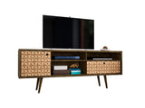 Liberty 70.86" Mid-Century Modern TV Stand in Rustic Brown and 3D Brown Prints by Manhattan Comfort at Eve Furniture